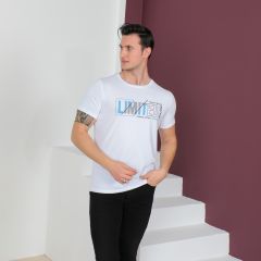 Mens T-Shirt R/N S/S-White-L