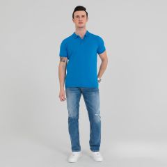 Mens Polo Tshirt S/S-Blue-L