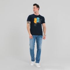 Mens T-Shirt R/N S/S-Navy Blue-S