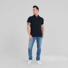 Mens Polo T-Shirt S/S-Navy Blue-XXL
