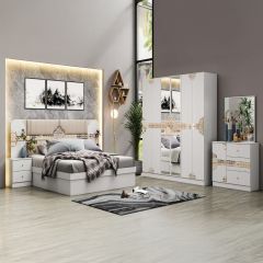 Modern Bedroom Set Double 8 Boxes - AUDREY-6630-White