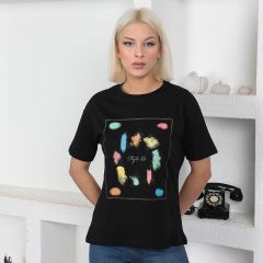 Ladies T-Shirt-Black/L