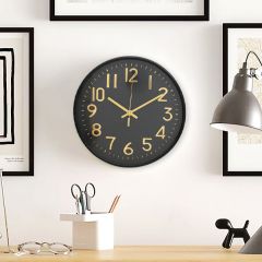 Decorative Black Dial Wall Clock With Golden Numbers & Hands