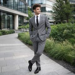 Men Slim Fit Plain Suit Drop 6
