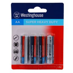 بطارية وستنجهاوس سوبر هيفي ديوتي AA 1.5 فولت، 4 قطع، R6P-BP4V
