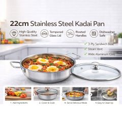 Stainless Steel Wok Pan 22cm