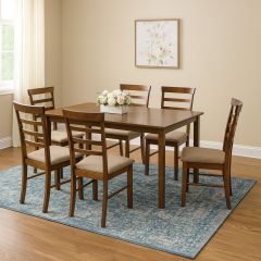 Wooden Dining Table (1 Table, 6 Chairs)
