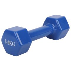 Blue 5kg Vinyl Coated Dumbbell