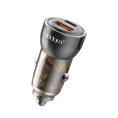 Earldom Transparent USB + USB-C Quick Car Charger 30W-CC31