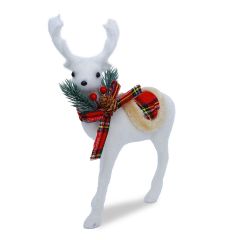 Christmas Decoration Deer White With Red Scarf