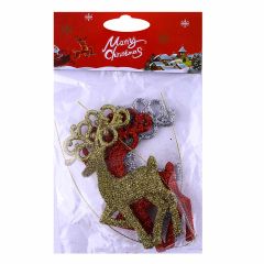 Christmas Glitter Reindeer Decorative Ornaments