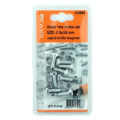Outer Hex Screw 6x16mm 8+8 Set