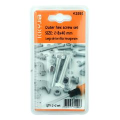 Outer Hex Screw 8x40mm 2+2 Set