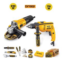 Dingqi Tool Kit Set With 850 Watt Angle Grinder & 710 Watt Impact Drill JY04001