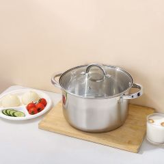 Stainless Steel Casserole with Glass Lid 24cm