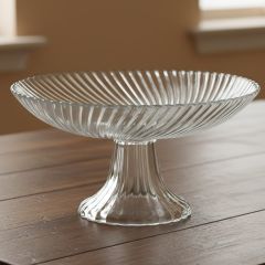 Footed Glass Fruit Bowl Transparent