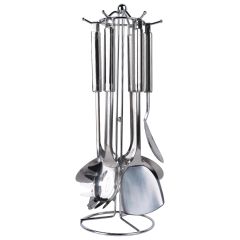 Stainless Steel 7 Pieces Kitchen Utensil Set With A Hanging Stand