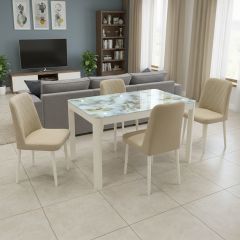 Glass Dining Table (1 Table, 4 Chairs)