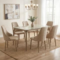 Glass Dining Table 6 Seater Set