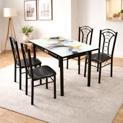 Steel Dining Table (1 Table, 4 Chairs)
