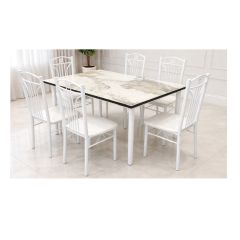 Marble Dining Table Set (1 Table, 6 Chairs)