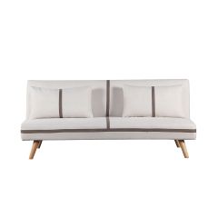 Fabric Sofa Bed Single 2 In 1 Light Beige