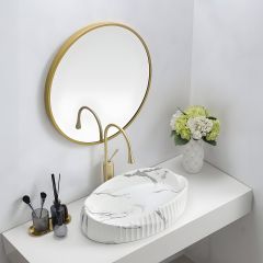 Countertop Marbleized Wash Basin Matt White