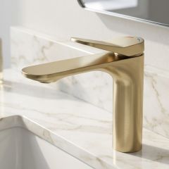 Brass Modern Basin Mixer Gold
