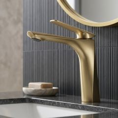 Brass Modern Basin Mixer Gold