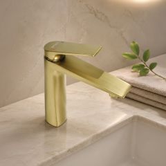 Brass Modern Basin Mixer Gold
