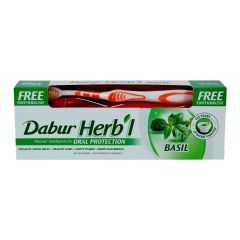 Dabur Herbal Basil Toothpaste with Toothbrush