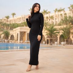 Stretch Dress Long Sleeve High Neck