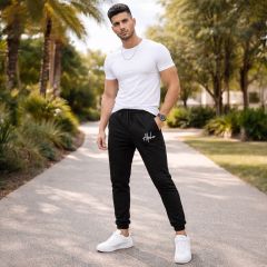 Men Cotton Track Pant Open Bottom