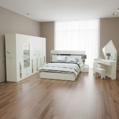 Basak Legend Bedroom Set (1 Double Bed, 1 Night Stand, 6 Doors Wardrobe, 1 Dressing Table With Stool)