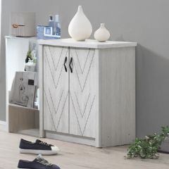 Wooden 2 Door Shoe Cabinet White Wash