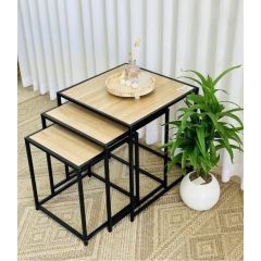 Nest Table 3 Pieces STP-RDT704-1-NATWOOD