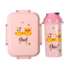 Owl Printed Tiffin Box & Bottle Set
