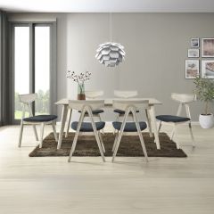Modern Wooden Dining Table Set Grey With 6 Chair 4BX