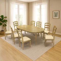 Wooden Dining Table (1 Table, 8 Chairs)