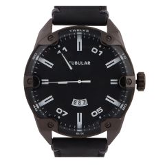 Tubular Gents Leather Strap Analog Watch W-5370-BLK