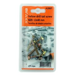 Yellow Drill Tail Screw 12x40mm 6 Pieces