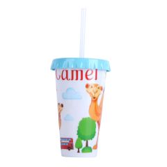 Plastic Tumbler with Straw Camel Design