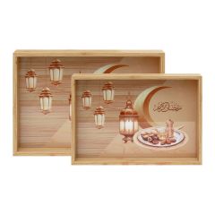 2 Pcs Wooden Tray Set (Ramadan)