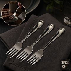 Stainless Steel Cake Fork Set 3 Piece Silver
