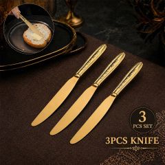 Dinner Knife Set 3 Piece Gold