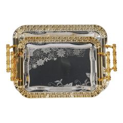 Silver Gold Metal Tray Large