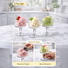 Glass Ice Cream Bowl Set 4 Piece