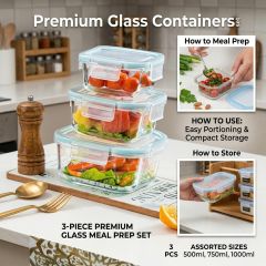 Glass Food Container Set 3 Piece