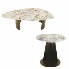 Tea Table Marble Set Round 14331-B-755-BLU+GRY