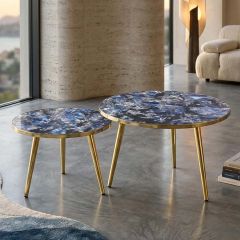 Wooden Tea Table Set Modern Round